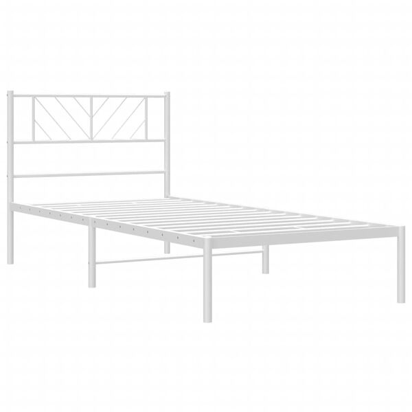 vidaXL Cadre de lit m&eacute;tal sans matelas et t&ecirc;te de lit blanc 107x203 cm