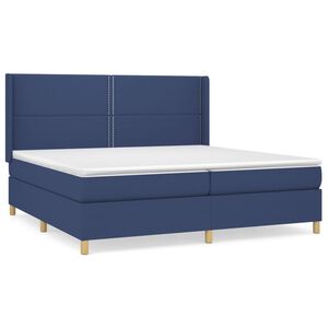 vidaXL Sommier &agrave; lattes de lit avec matelas Bleu 200x200 cm Tissu