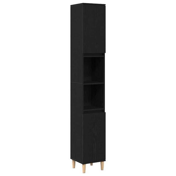 vidaXL Cabinet de salle de bain avec porte Ch&ecirc;ne noir 30 x 30 x 190 cm