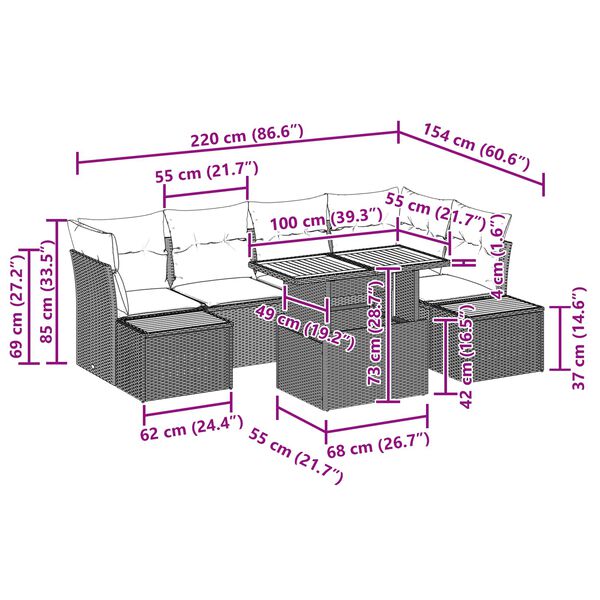 vidaXL Ensemble de canap&eacute; de jardin 10 pcs Noir Poly rotin