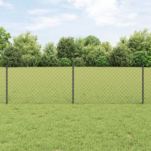 vidaXL Cl&ocirc;ture avec poteau Gris 0,6 x 25 m Acier et PVC