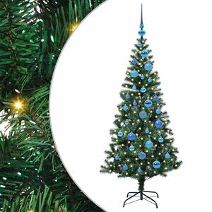 vidaXL Sapin de No&euml;l artificiel pr&eacute;-&eacute;clair&eacute; Vert 150 cm PVC et m&eacute;tal