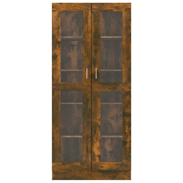 vidaXL Armoire &agrave; vitrine Ch&ecirc;ne fum&eacute; 82,5x30,5x185 cm Bois ing&eacute;nierie