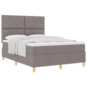 vidaXL Lit &agrave; ressorts avec matelas Taupe 160 x 200 cm tissu