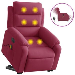 vidaXL Fauteuil inclinable de massage &eacute;lectrique rouge bordeaux