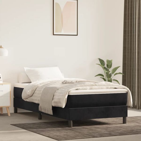 vidaXL Matelas de lit &agrave; ressorts ensach&eacute;s fermet&eacute; moyenne Noir 100x200x20 cm Velours