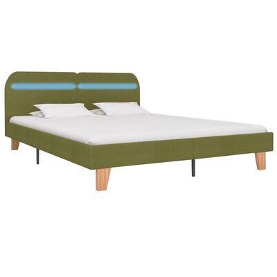 vidaXL Cadre de lit avec LED sans matelas vert tissu 160x200 cm