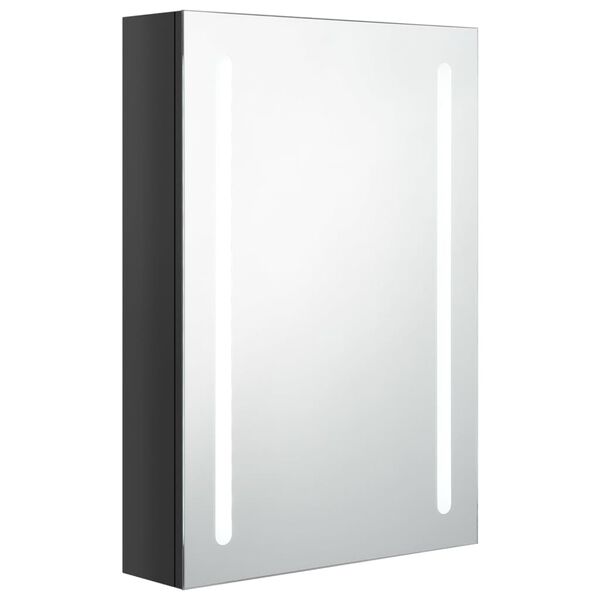 vidaXL Armoire de salle de bain à miroir LED noir brillant 50x13x70 cm