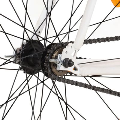 vidaXL Vélo à pignon fixe blanc et orange 700c 51 cm