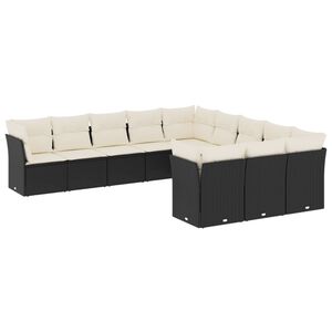vidaXL Salon de jardin 11 pcs avec coussins noir r&eacute;sine tress&eacute;e
