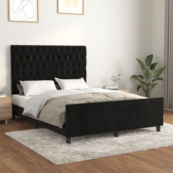 vidaXL Cadre de lit sans matelas noir 140x200 cm velours