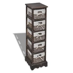 vidaXL &Eacute;tag&egrave;re de rangement en bois 5 paniers en tissage Marron