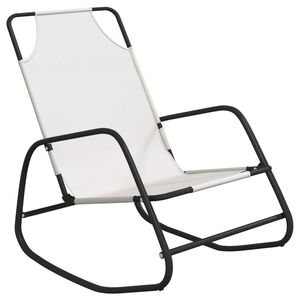 vidaXL Chaise longue &agrave; bascule cr&egrave;me acier et textil&egrave;ne