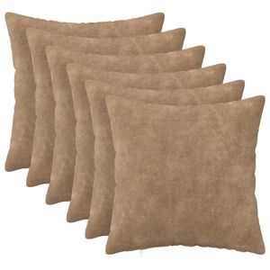 vidaXL Coussin avec oreiller HEERLEN 6 pc Taupe Fleece en microfibre