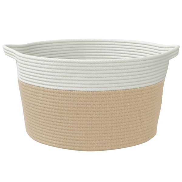 vidaXL Panier de rangement beige et blanc Ø40x25 cm coton