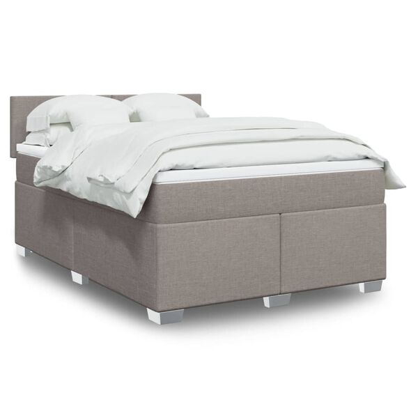 vidaXL Sommier &agrave; lattes de lit avec matelas Taupe 140x190 cm Tissu