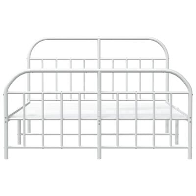 vidaXL Cadre de lit métal sans matelas et pied de lit blanc 140x200 cm