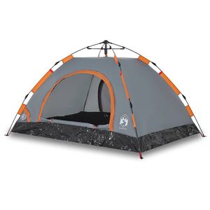 vidaXL Tente de camping 4 personnes gris et orange lib&eacute;ration rapide