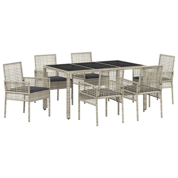 vidaXL Ensemble de salle &agrave; manger pour jardin 7 pcs Gris clair