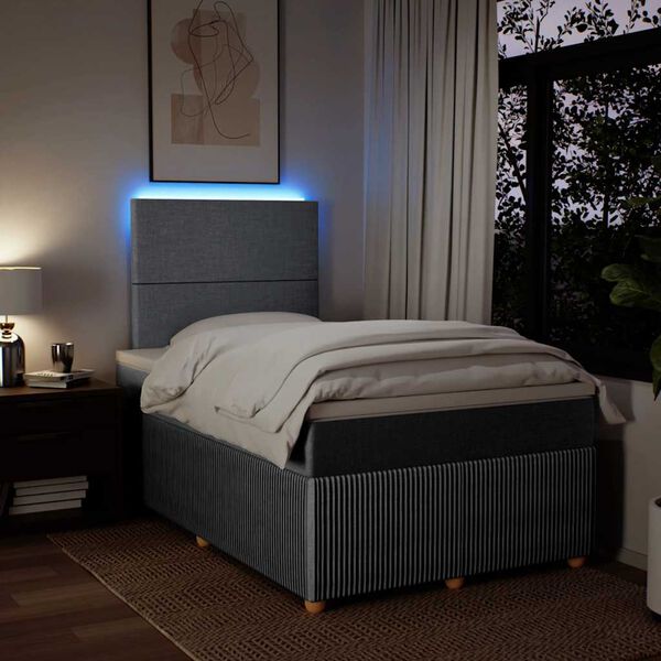 vidaXL Sommier &agrave; lattes de lit avec matelas Gris clair 120x200cm Tissu