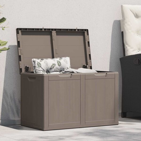 vidaXL Bo&icirc;te de rangement de jardin 180 L Marron PP aspect bois