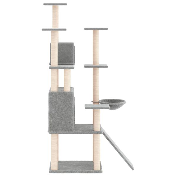 vidaXL Arbre &agrave; chat avec griffoirs en sisal Gris clair 154 cm
