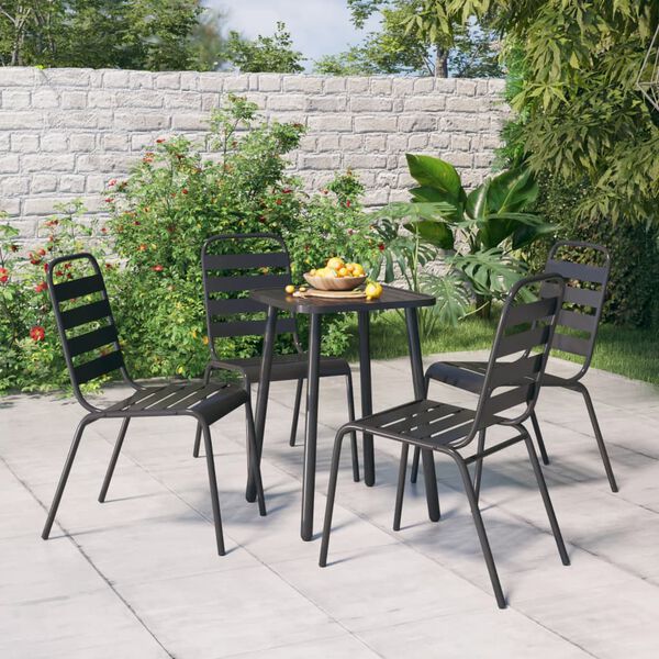 vidaXL Ensemble &agrave; manger de jardin 5 pcs anthracite acier