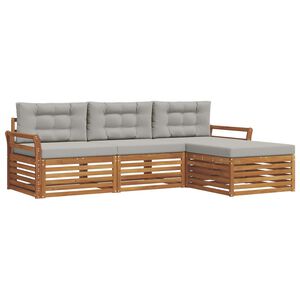 vidaXL Ensemble de canap&eacute;s d'ext&eacute;rieur 4 pc Gris Naturel et Clair