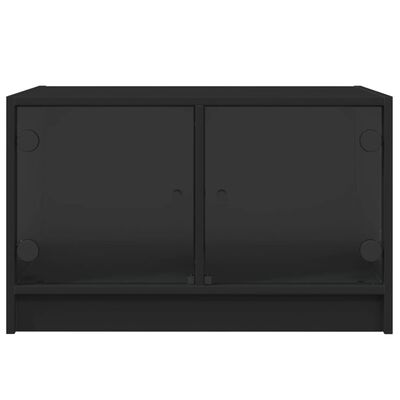 vidaXL Table basse avec portes en verre noir 68x50x42 cm