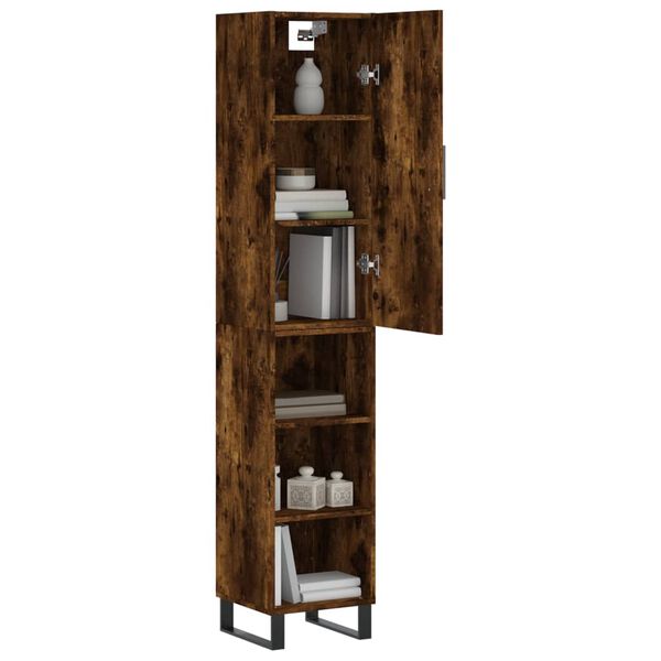 vidaXL Buffet haut Ch&ecirc;ne fum&eacute; 34,5x34x180 cm Bois d'ing&eacute;nierie