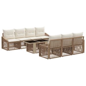 vidaXL Ensemble de canap&eacute; de jardin 8 pc Beige et blanc cr&egrave;me