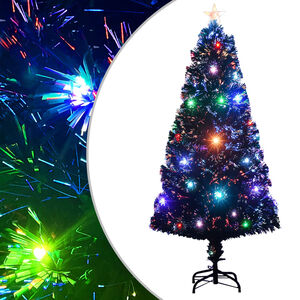 vidaXL Arbre de No&euml;l pr&eacute;-&eacute;clair&eacute; avec support et LED 120 cm fibre optique