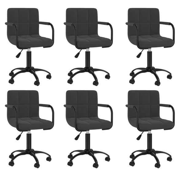 vidaXL Chaises pivotantes &agrave; manger lot de 6 noir velours