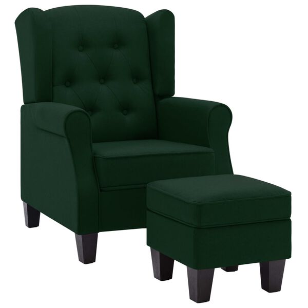 vidaXL Fauteuil avec repose-pied Vert fonc&eacute; Tissu