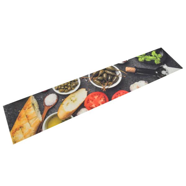 vidaXL Tapis de cuisine lavable impression vin dîner 60x300 cm velours