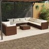 vidaXL Salon de jardin 10 pcs avec coussins marron r&eacute;sine tress&eacute;e
