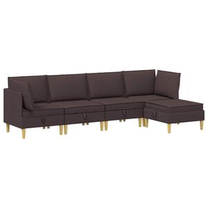 vidaXL Canap&eacute; modulaire avec rangement 5 pcs Marron fonc&eacute; Tissu