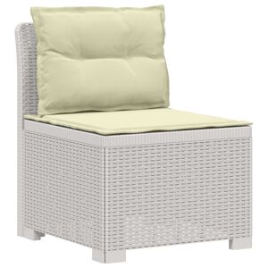 vidaXL Canap&eacute; de jardin 1 place avec coussins look rotin PP Blanc