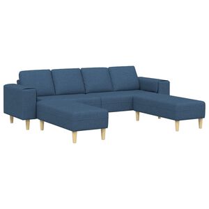 vidaXL Canap&eacute; de salon 3 pc Bleu Polyester