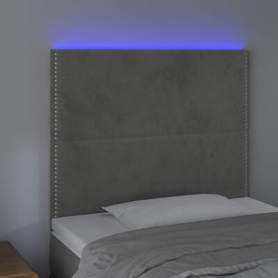 vidaXL Tête de lit à LED Gris clair 100x5x118/128 cm Velours