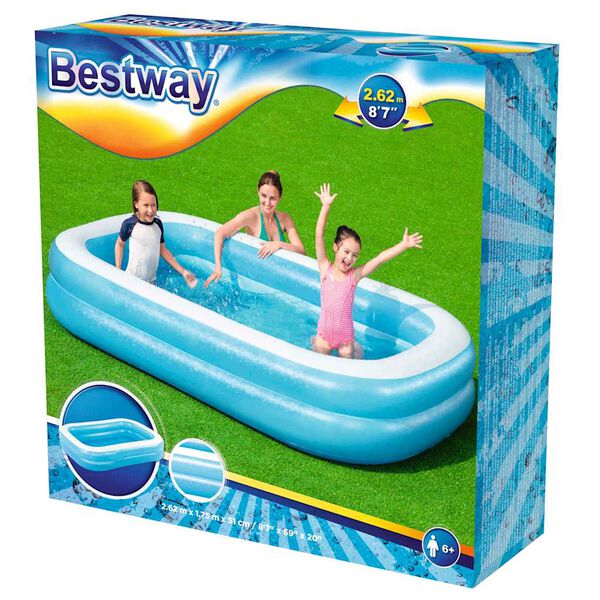 Bestway Piscine gonflable rectangulaire 262x175x51 cm Bleu et blanc