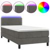 vidaXL Sommier &agrave; lattes de lit avec matelas et LED Gris fonc&eacute; 90x190cm
