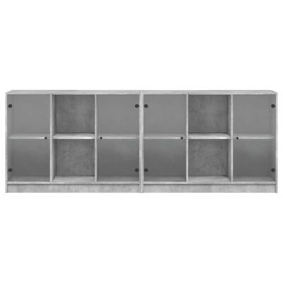 vidaXL Bibliothèque avec portes gris béton 204x37x75 cm