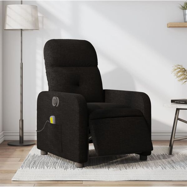 vidaXL Fauteuil de massage inclinable &eacute;lectrique Noir Tissu