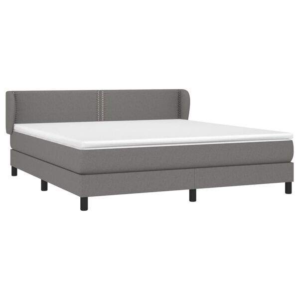 vidaXL Sommier &agrave; lattes de lit avec matelas Gris fonc&eacute; 160x200cm Tissu