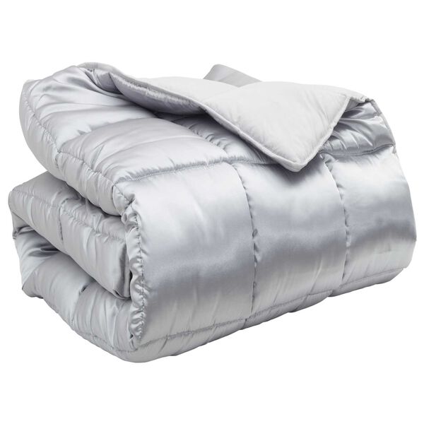 vidaXL Duvet d'hiver Argent&eacute; 220 x 135 cm Satin et Microfibre