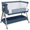 vidaXL Lit pour b&eacute;b&eacute; avec matelas Bleu marine Tissu de lin
