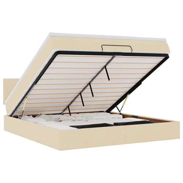 VidaXL Cadre de lit ottoman avec matelas cr&egrave;me 160x200 cm tissu