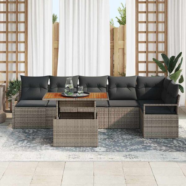 vidaXL Ensemble de salle &agrave; manger pour jardin 7 pcs Gris et marron