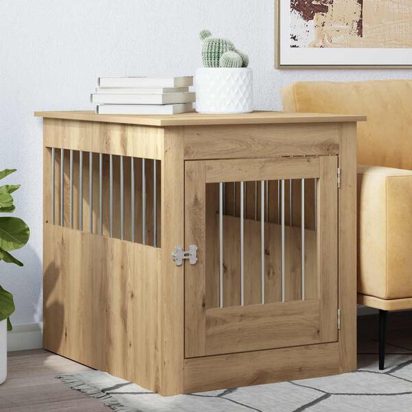 vidaXL Meuble de cage pour chiens ch&ecirc;ne artisanal 64,5x80x71 cm